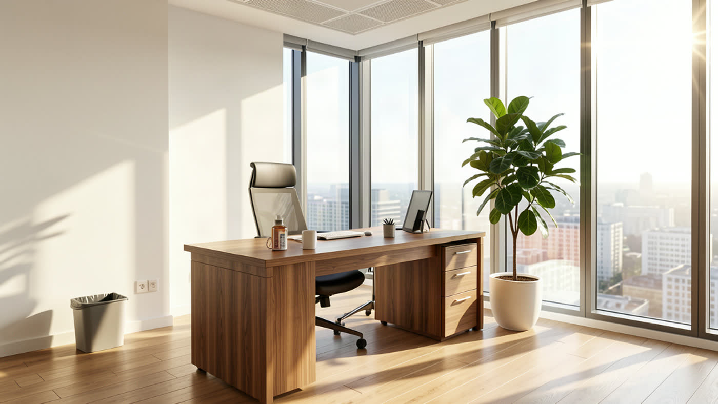Bureau d'entreprise impeccable après nettoyage